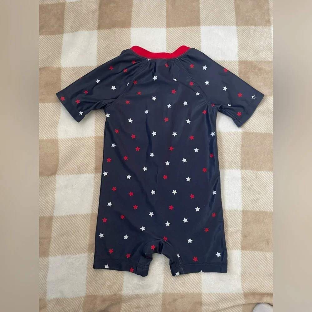 Old Navy Red and White Stars Navy Baby Romper Swimsuit